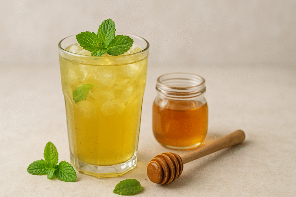 Iced Green Tea with Mint and Honey
